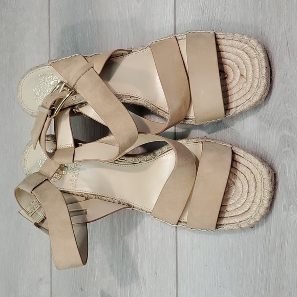 NEW Vince Camuto Women Martissy Ankle Leather Espadrille Wedge Sandals Shoes 9M - Picture 4 of 12